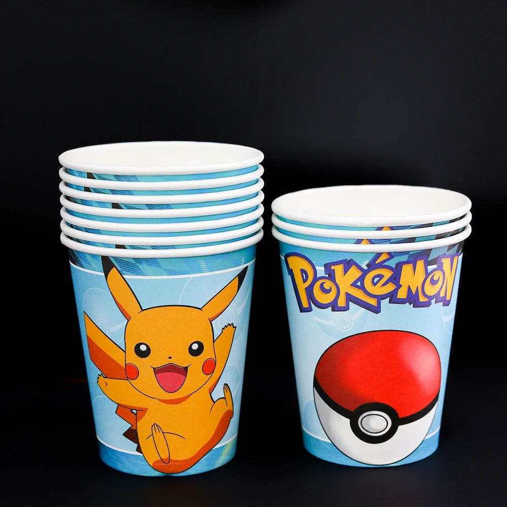 Pokémon birthday party decoration Balloon Disposable Tableware Tablecloth Straws Cup Plates Baby Shower Supplies