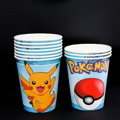 Pokémon birthday party decoration Balloon Disposable Tableware Tablecloth Straws Cup Plates Baby Shower Supplies