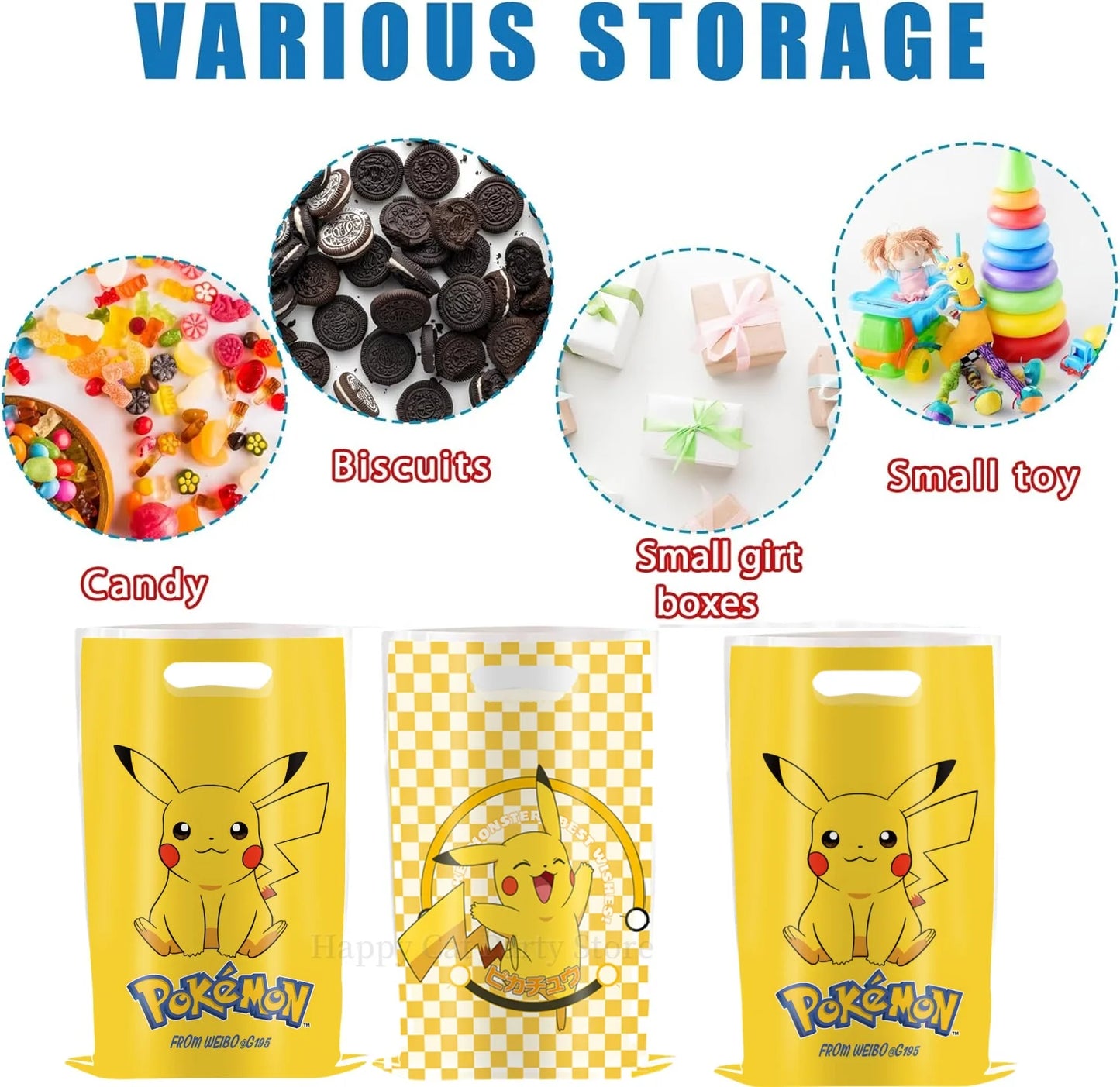 Pokemon theme Birthday Gift Bag Pokemon Figures Pikachu Candy Bag Packaging Pokemon Giveaway Party Favors Children Toy  Supplies