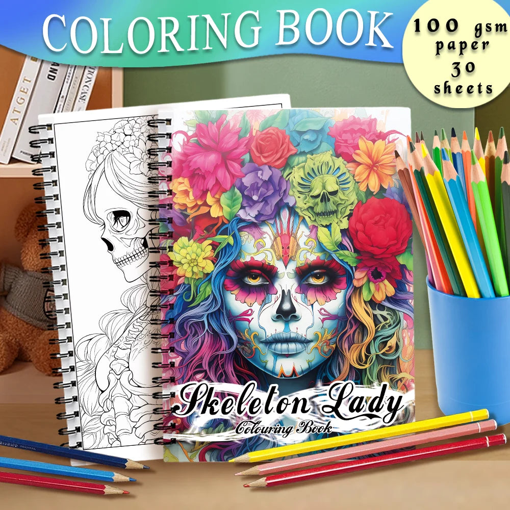 Adult Coloring Book -30 Sheet Spiral  Book, 11.2X 8.3Inch, 100Gsm Thick Paper