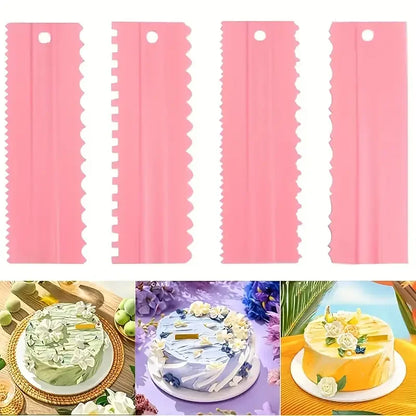 4‑Piece Cake Scraper Set – Icing Smoothers & Fondant Tools for Professional Baking
