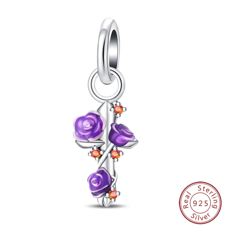 Springtime Charms 925 Sterling Silver Swallow Snail Butterfly Flower Charms Beads Fit Qikaola Bracelet DIY Birthday Jewelry Gift