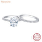 Newshe 2 Pieces 925 Sterling Silver Engagement Rings Set 1.9Ct Oval Shape AAAAA Zircon Jewelry Eternity Wedding Band BR0943
