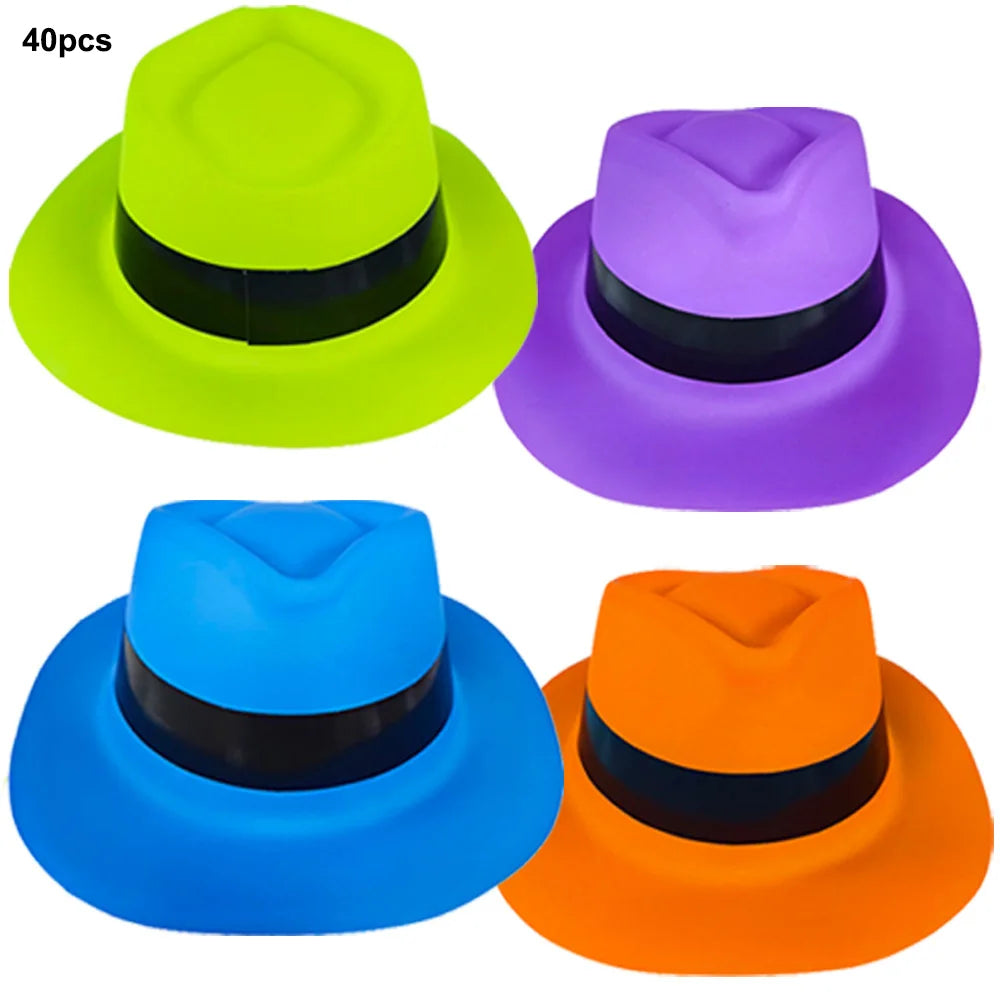 UV Neon Glow Party Hats – Blacklight Fluorescent Plastic Hats for Kids & Adults