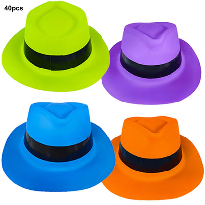 UV Neon Glow Party Hats – Blacklight Fluorescent Plastic Hats for Kids & Adults