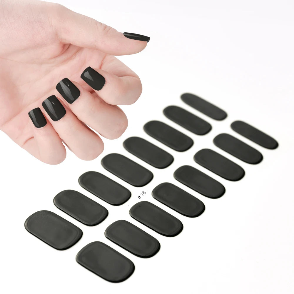 16‑Piece Semi‑Cured Gel Nail Wrap Set – French Pure Color UV Gel Polish Strips, Long‑Wear Nail Extension Decals