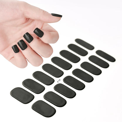16‑Piece Semi‑Cured Gel Nail Wrap Set – French Pure Color UV Gel Polish Strips, Long‑Wear Nail Extension Decals