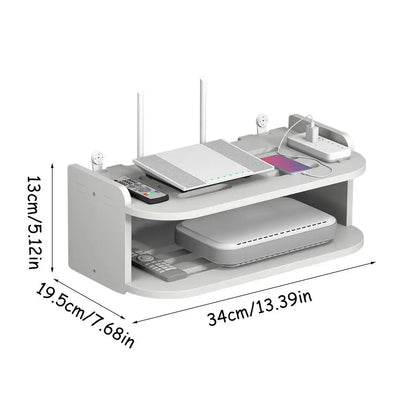 Wifi Hanging Shelf Router Power Strip Multi Outlet TV Set Top Box Cable Hiden Floating Rack Wall Mount Holder Storage Organizer