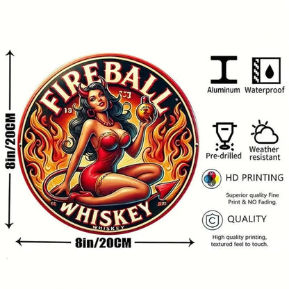 One Piece 2D Flat, Woman, Vintage Reusable Classic 8 Inch Round Aluminum Sign, Adds to Her Sexy Charm, Suitable for Home