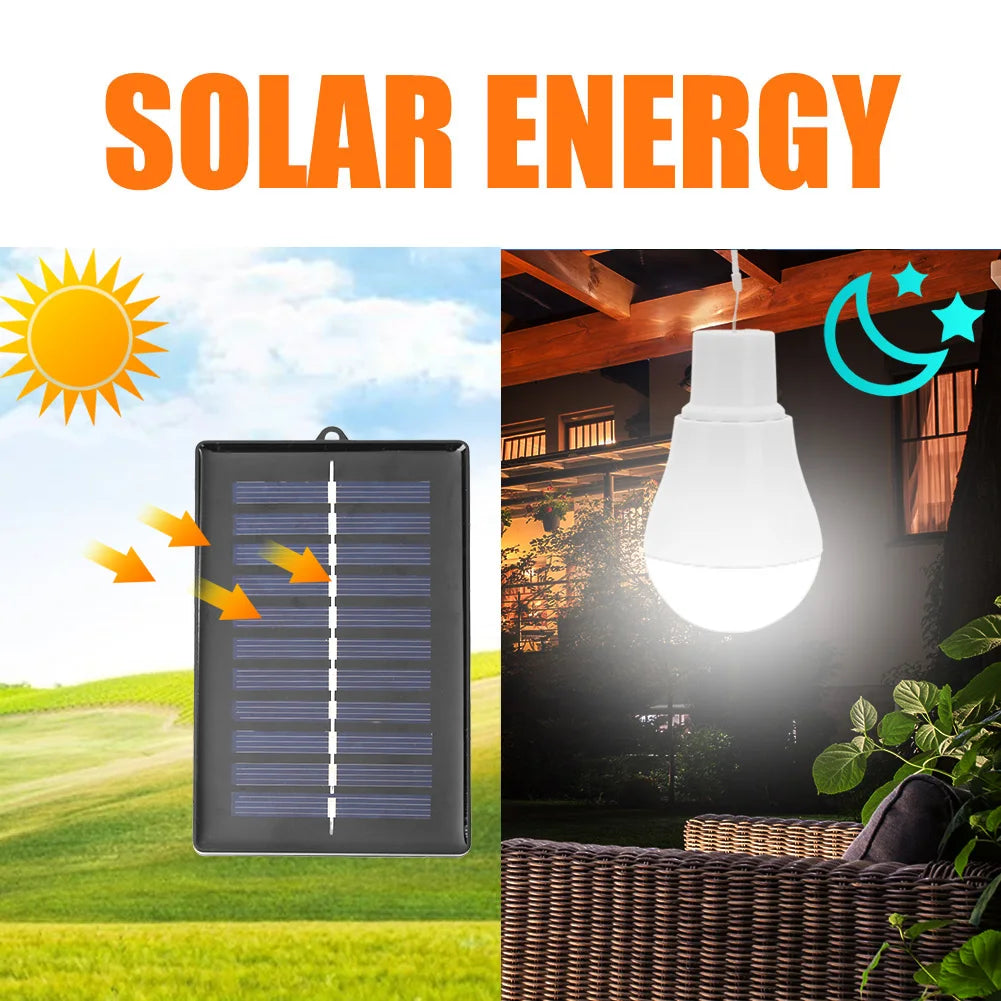 1-12pcs 5V 15W 300LM Solar Lighting Bulb Portable Solar Power Panel Battery Charger Energy Saving Outdoor Lamp USB Rechargable