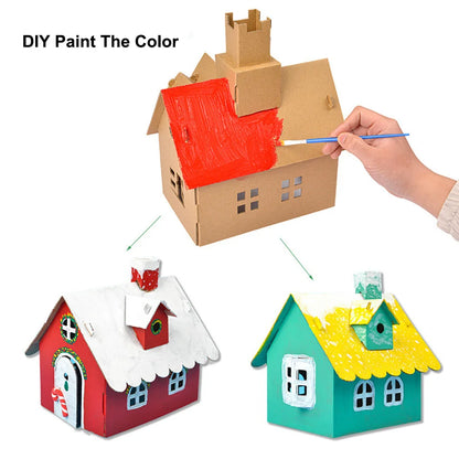 Christmas Paper House DIY Painting Corrugated Board Villa Manor Castle Set Xmas Party Birthday Decoration Kids Gift Home Supply