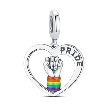 2025 Hot 925 Sterling Silver Rainbow Pride Month Charm Pendant heart bead unlimited Fit Original Bracelet For Women Jewelry Gift