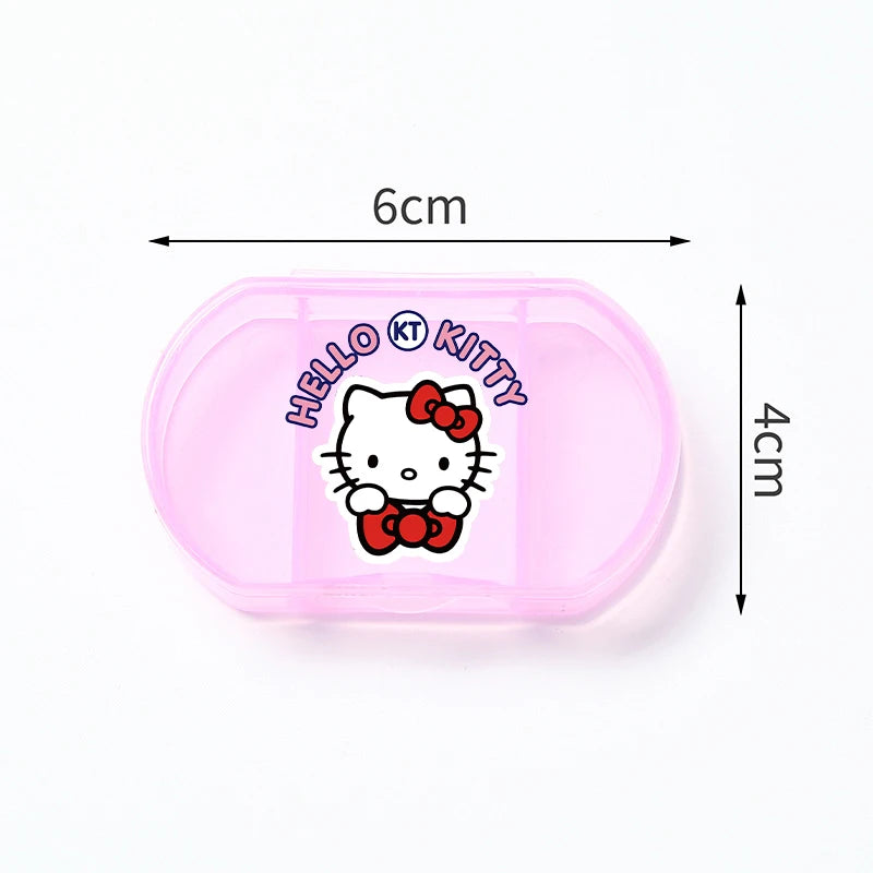Cartoon Hello Kitty My Melody Plastic Pill Box Mini Tablet Case Anime Kawaii Portable Travel Medicines Storage Case Container