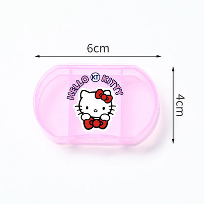 Cartoon Hello Kitty My Melody Plastic Pill Box Mini Tablet Case Anime Kawaii Portable Travel Medicines Storage Case Container