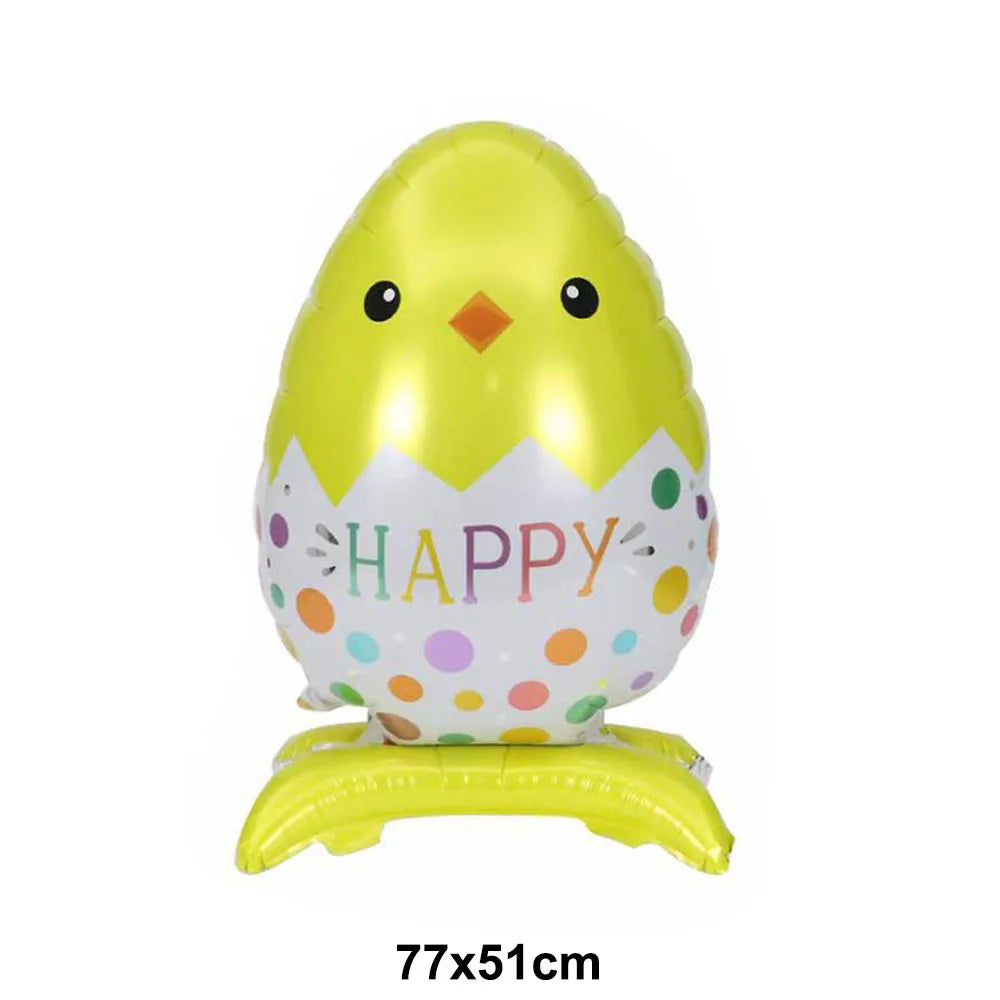 Cute Cartoon White Bunny Aluminum Foil Balloons Rabbit Happy Easter Party Decoration Supplies Children Favor Birthday Party Gift