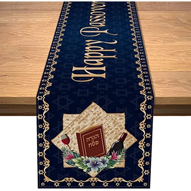 Hanukkah Menorah Table Runner – Star of David Holiday Home Décor
