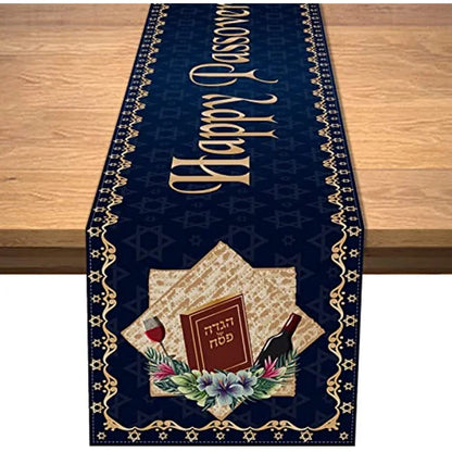 Hanukkah Menorah Table Runner – Star of David Holiday Home Décor