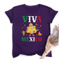 Viva Mexico Print Crew Neck T-shirt Summer Short Sleeve Casual Top Women's Mexican Flag Pattern T-shirt Clothes