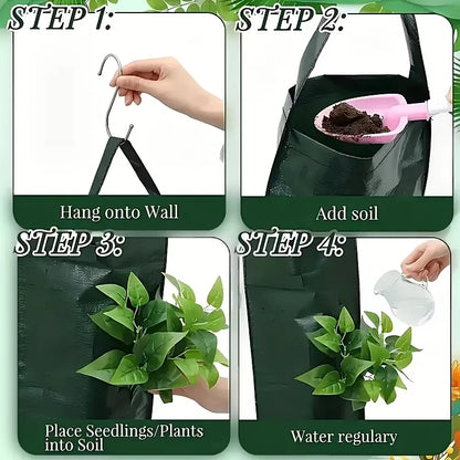 3/1pc Hanging Strawberry Planting Bag Fruit Vegetable Breathable Grow Bag Foldable Storage Indoor Outdoor Yard Garden Home Decor