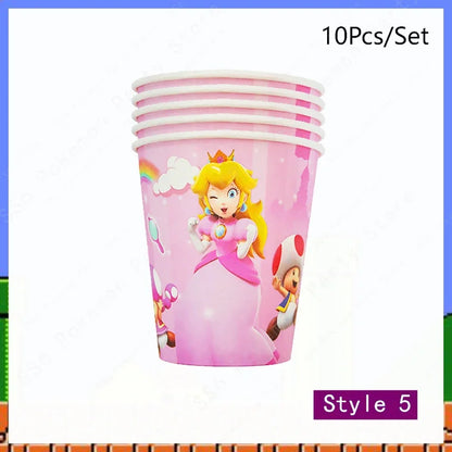 Super Mario Bros Birthday Decoration Party Supplies Disposable Tableware Baby Shower Paper Cup Tablecloth Plate Napkin Bag Kit