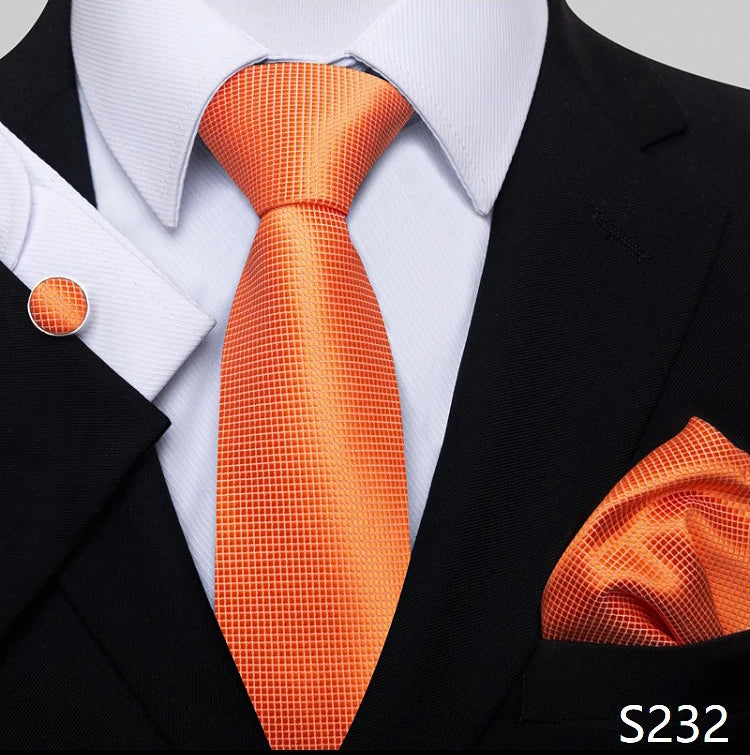 Necktie Pocket Squares Cufflink Set