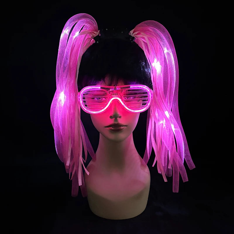 Disco Luminous Flashing Noodles Headband Light up Braid Headband Girl Women Bar Club Night Show Headwear Supplies