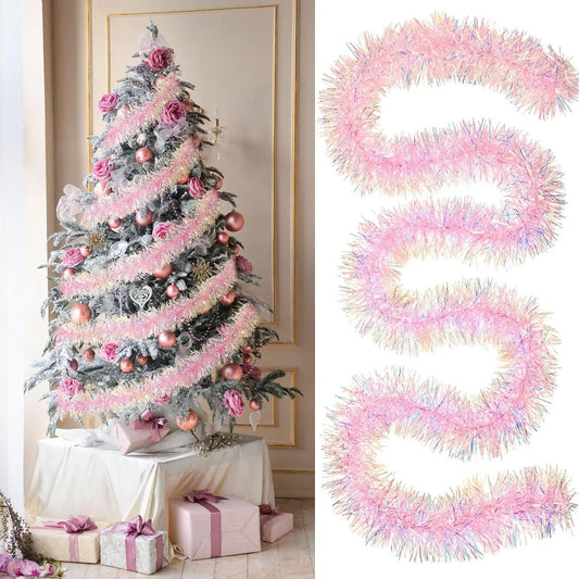 78.7inch Pink Tinsel Garland Shiny Metallic Glitter Party Decoration for Christmas Valentine Wedding Birthday Holiday Home Decor