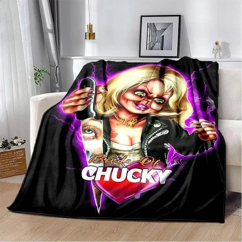 3D Horror Movie Character Chucky Saw Cartoon Area Blanket Fashion Soft Cozy Living room Bedroom Sofa Bed Travel Blanket