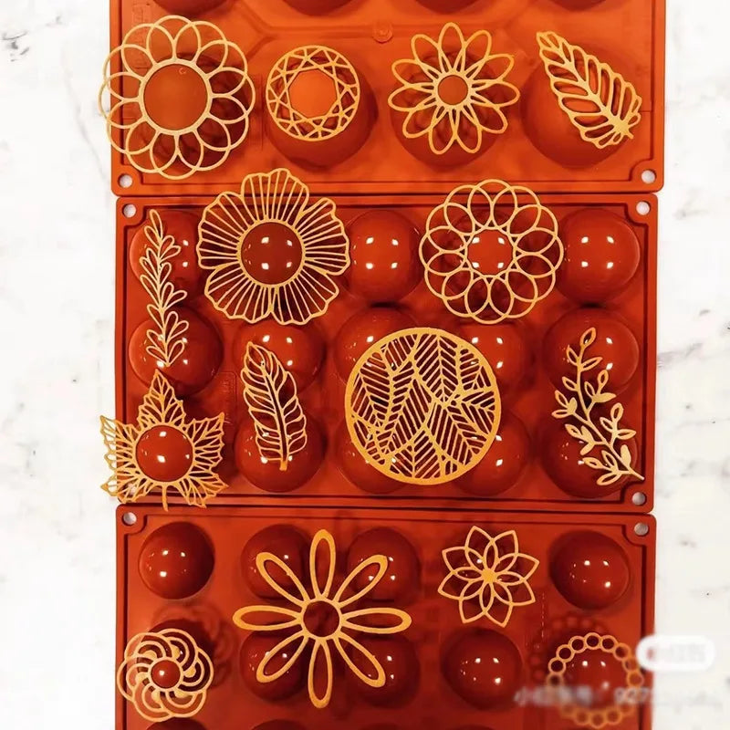 Multi leaf geometric flower silicone cake lace mold Cake decoration tools DIY Leaf Baking Decoration Border decoration lace mold