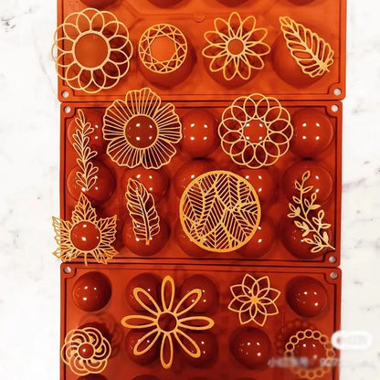 Multi leaf geometric flower silicone cake lace mold Cake decoration tools DIY Leaf Baking Decoration Border decoration lace mold