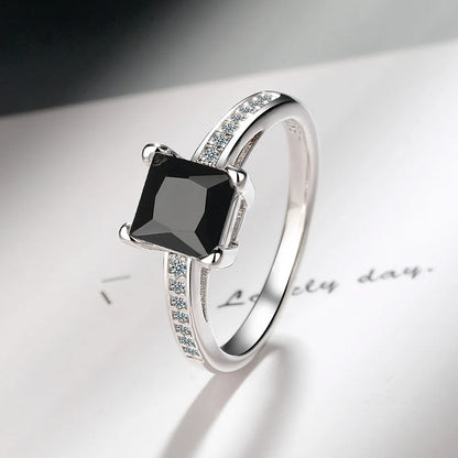 925 Sterling Silver Rings Size 5#-10# Quadrate Zircon High Quality For Women Fine Wedding  Jewelry Accessories Party Gifts