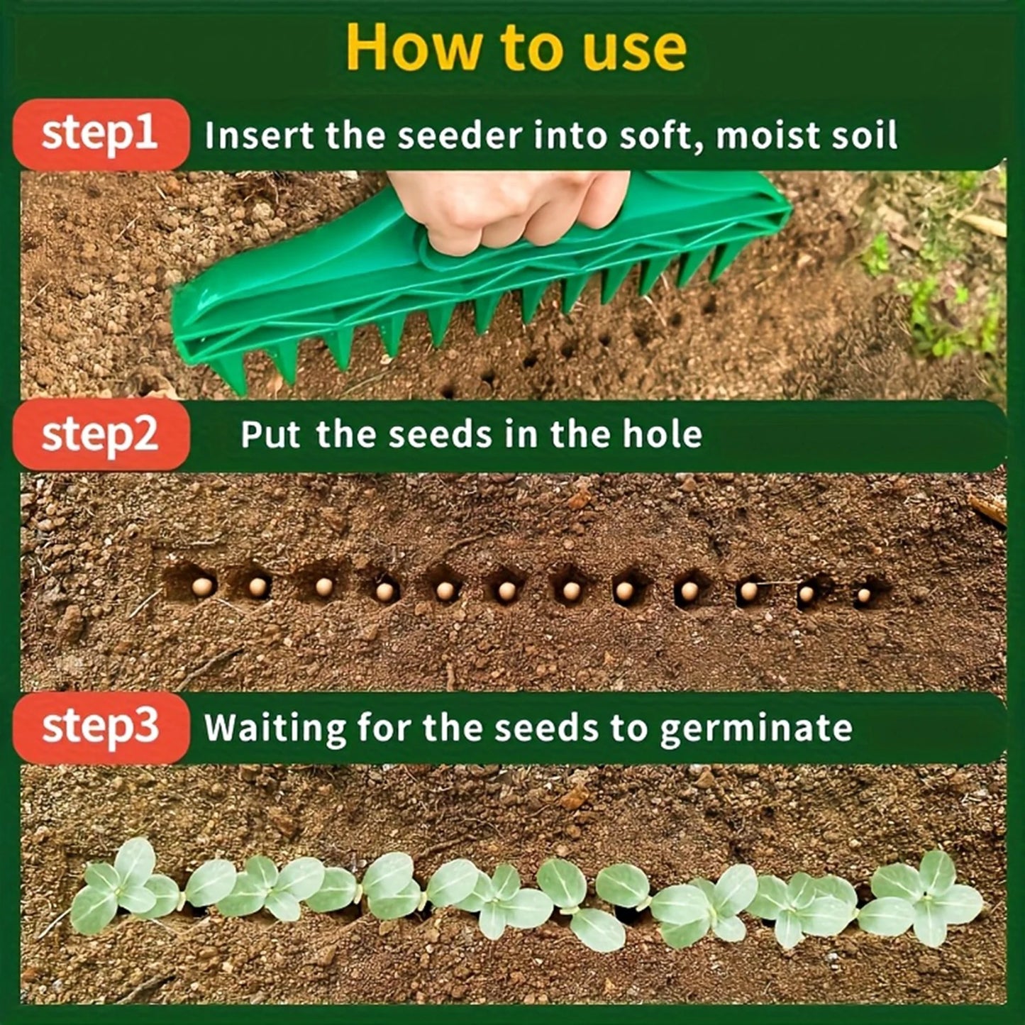 Seed Spacer & Dibber Tool – Precision Seed Dispenser for Evenly Spaced Garden Rows