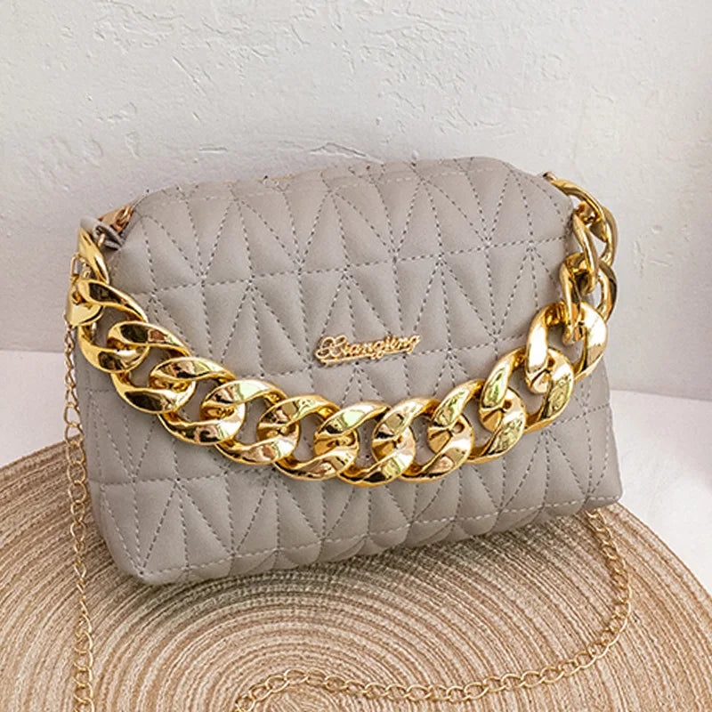 Women's Fashion Chain Embroidered Shoulder Bag