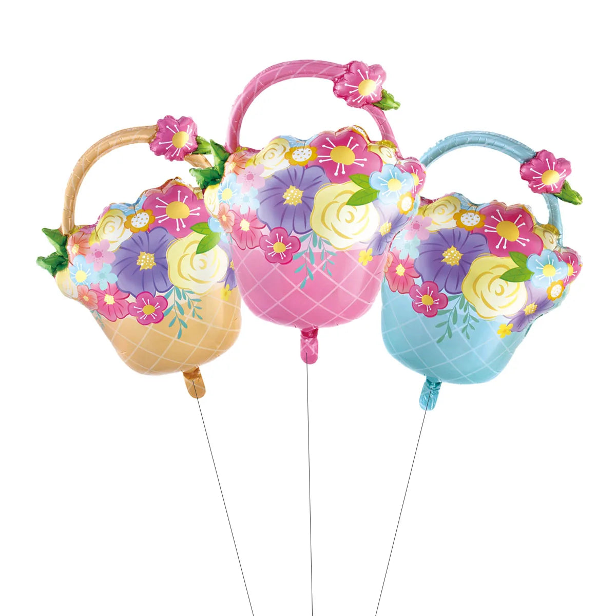 5pcs/set Mother's Day Decorations Flower Basket Foil Balloons Set Hear Balloon Mother's Day Gifts