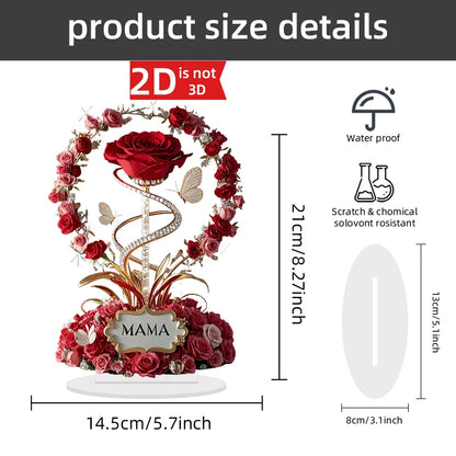 1pcs 8in Flat Acrylic Rose Can Stand MOM mom Birthday Gift Mother's Day Anniversary Decoration Table Filial Child To Mother Mom