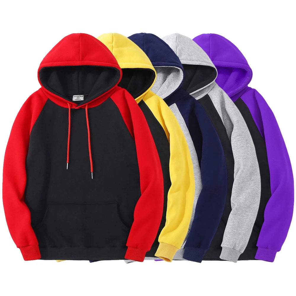 Men Women Loose Oversized Warm Fleece Raglan Hooded Sweatshirts