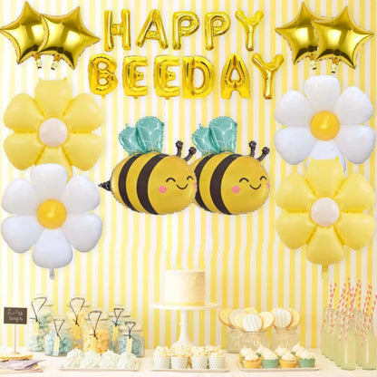 7‑Piece Cartoon Bee & Daisy Foil Balloon Party Set