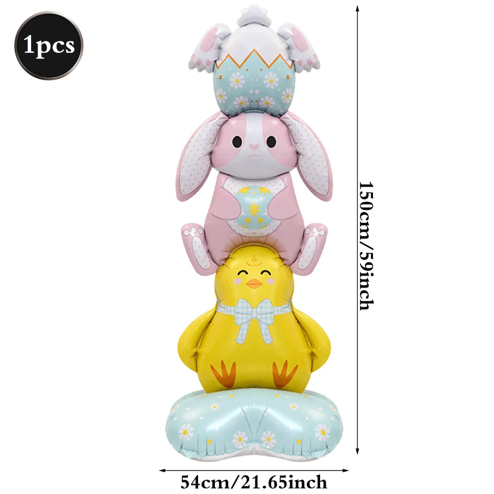 3D Standing Easter Foil Balloon Giant Rabbit Carrot Chick Egg Balloons Easter Party Decoration Kids Gift Air Filled Garden Decor