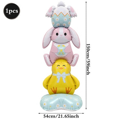 3D Standing Easter Foil Balloon Giant Rabbit Carrot Chick Egg Balloons Easter Party Decoration Kids Gift Air Filled Garden Decor