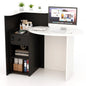 Reception Desk, Small Retail Checkout Counter with Lockable Drawer and Open Shelves, Wooden Computer Workstation, Customized