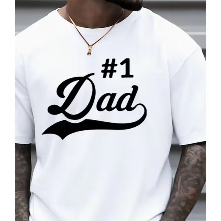 #1 Dad Pattern Print Tee – Lightweight Crew Neck Shirt