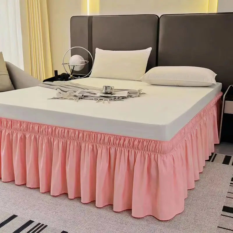 Pretty Comfort Ruffles Bed Skirts With Double Layers Elastic Belts-Wrinkle & Fade Resistant Fabric-15 and 18 Inch Height