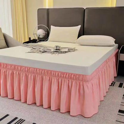Pretty Comfort Ruffles Bed Skirts With Double Layers Elastic Belts-Wrinkle & Fade Resistant Fabric-15 and 18 Inch Height