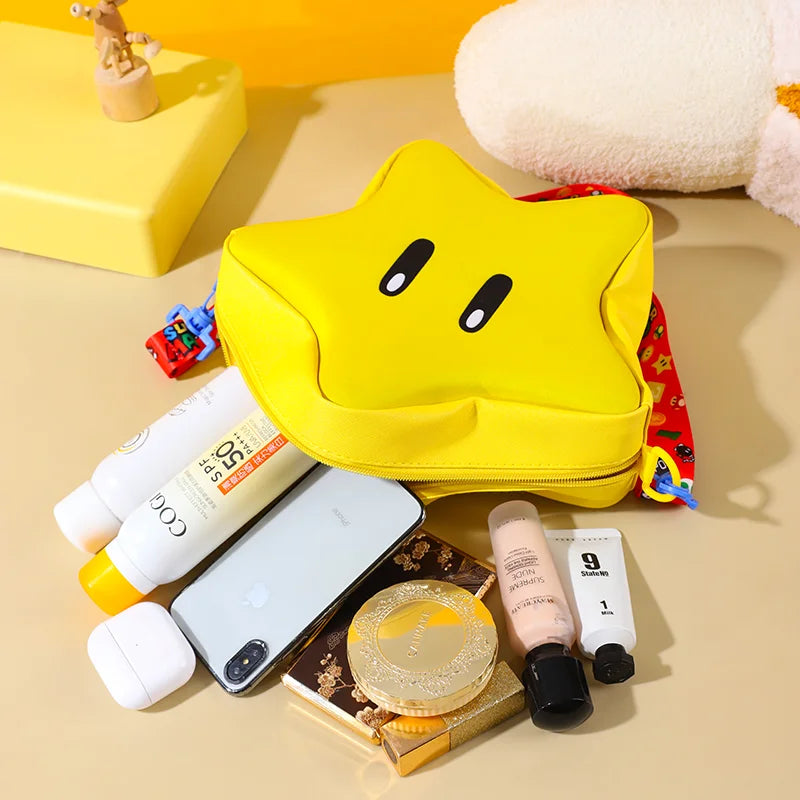 Super Mario Yellow Star Backpack – Cute Big‑Eye Anime Bag for Girls, Crossbody Student Gift