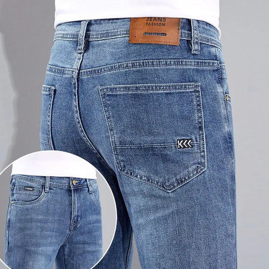 Autumn Winter New Men's Micro Elastic Straight Leg Denim Pants with Shape Skin Friendly Business Men's Pants in Multiple Sizes