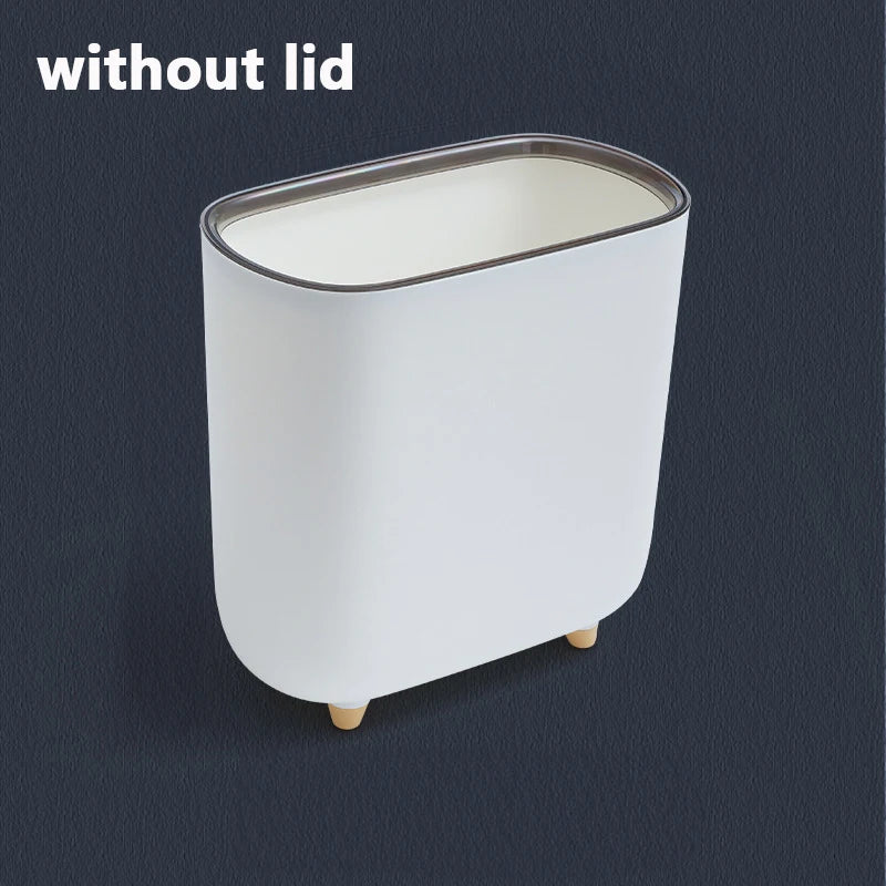 Narrow Shape Press Ring Trash Can with Lid for Bathroom Gap, Highlighting the Features of Garbage Classification