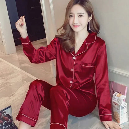 Women Silk Pajamas Tops and Pants
