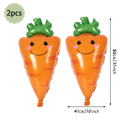 Happy Easter Party Decorations – Bunny & Egg Paper Plates with Cute White Rabbit and Carrot Foil Balloons, Kids Party Supplies & Favors