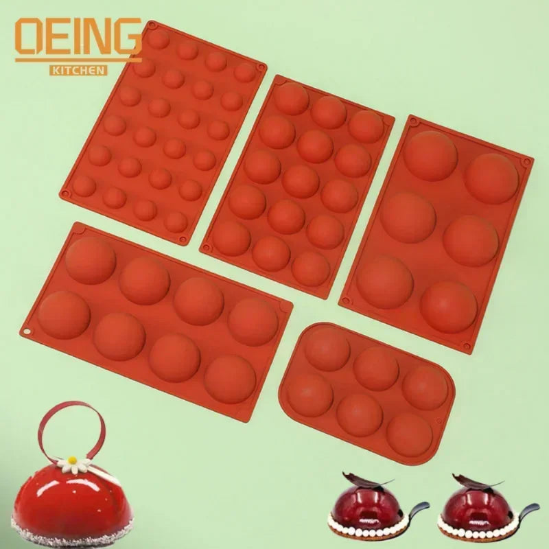 6/8/15/24 Holes Half Ball Sphere Round Silicone Mold 3D Brownie Pudding Mousse Chocolate Dessert DIY Baking Cake Decoration Tool