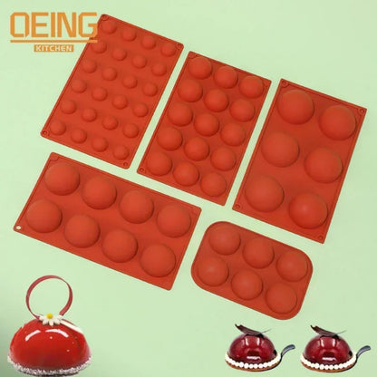 6/8/15/24 Holes Half Ball Sphere Round Silicone Mold 3D Brownie Pudding Mousse Chocolate Dessert DIY Baking Cake Decoration Tool